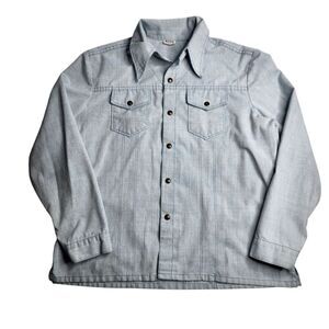 Vintage Montgomery Ward Work Shirt Jacket Snap Button Blue Denim Size XL‎